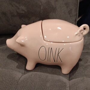 RAE DUNN Pink Pig Shaped Ceramic Container